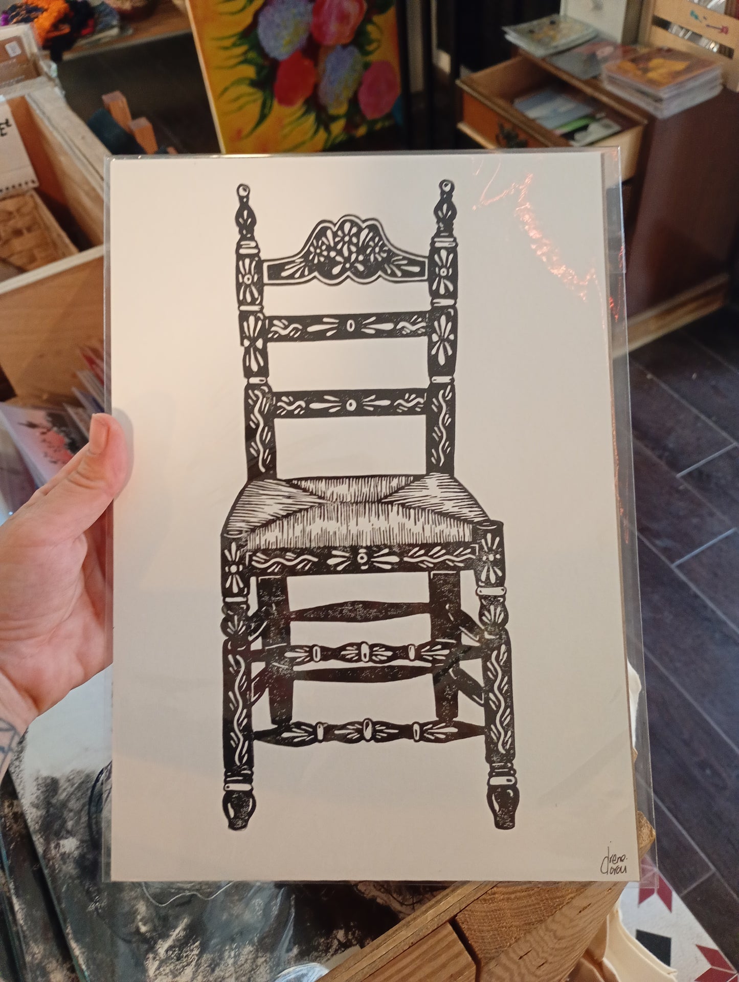 IRENE DORAVI - grabado silla enea