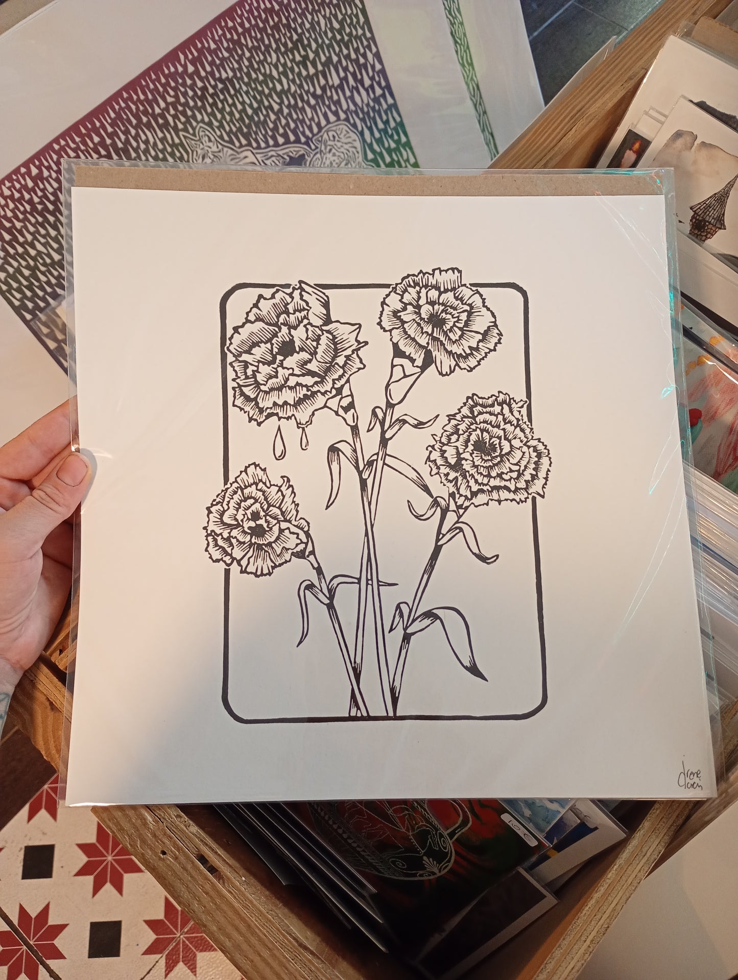 IRENE DORAVI - grabado claveles