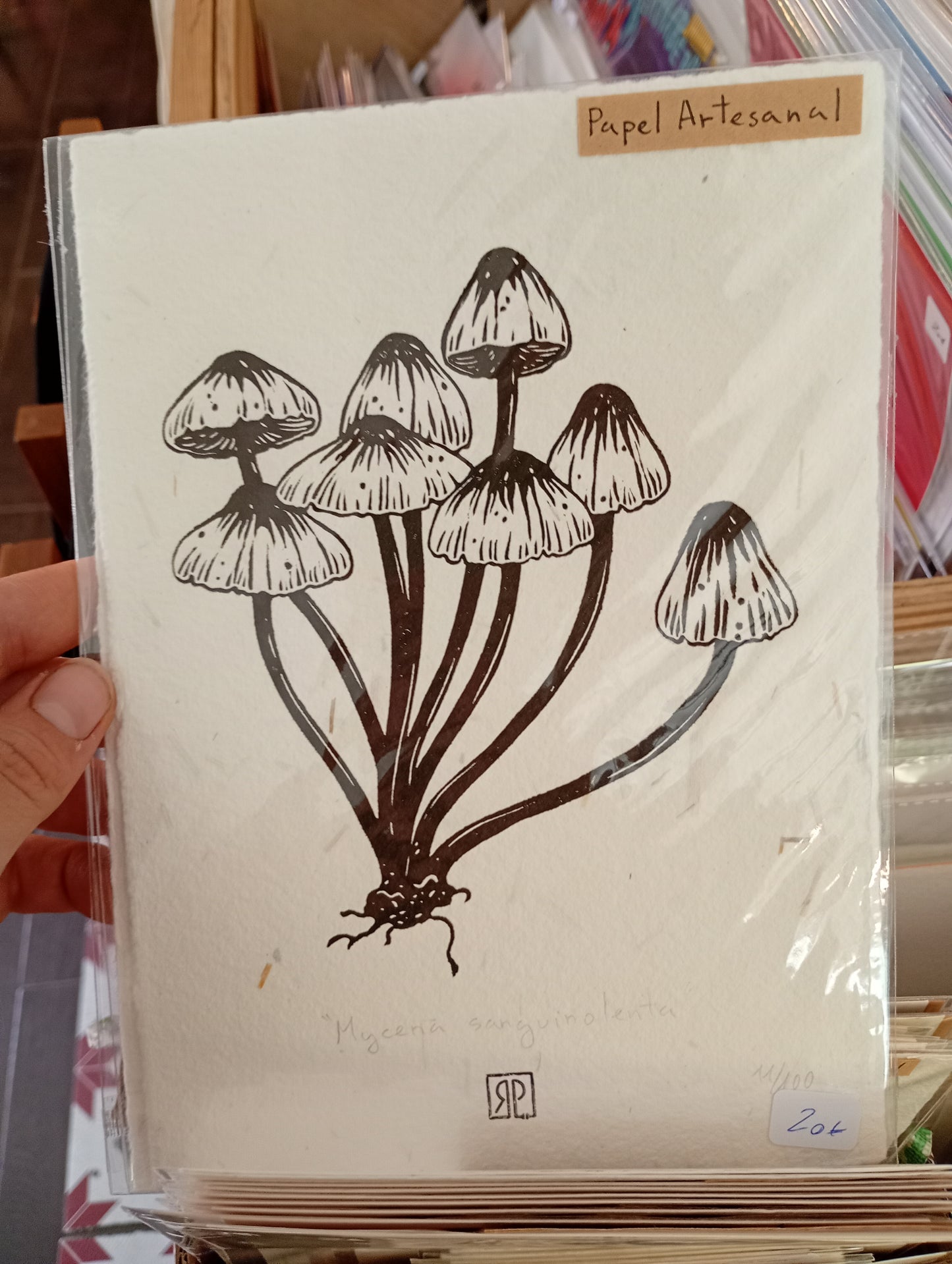 RAQUEL PÉREZ - Grabado Mycena Sanguinolenta