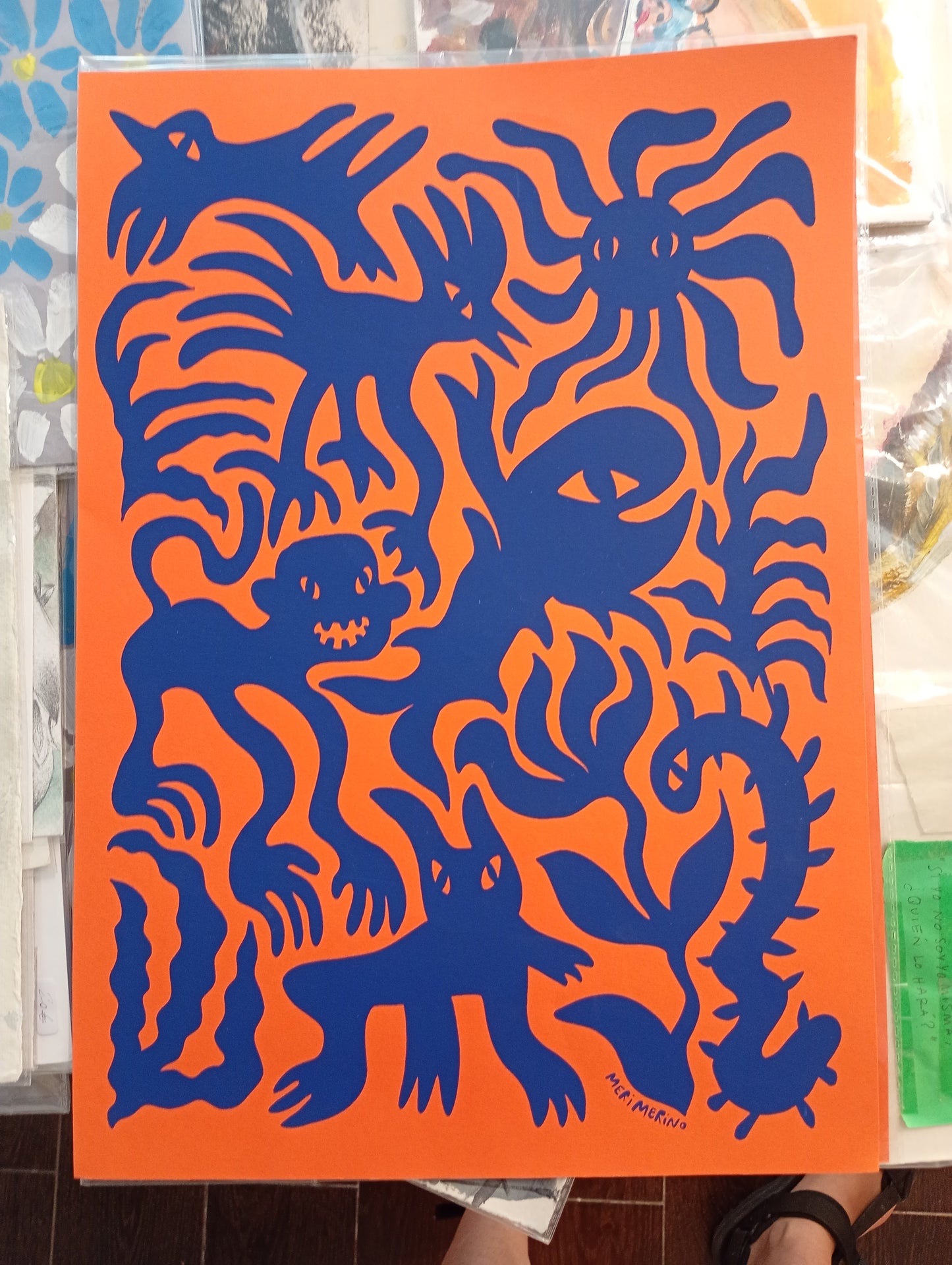 MERI MERINO - Original bichos naranja azul